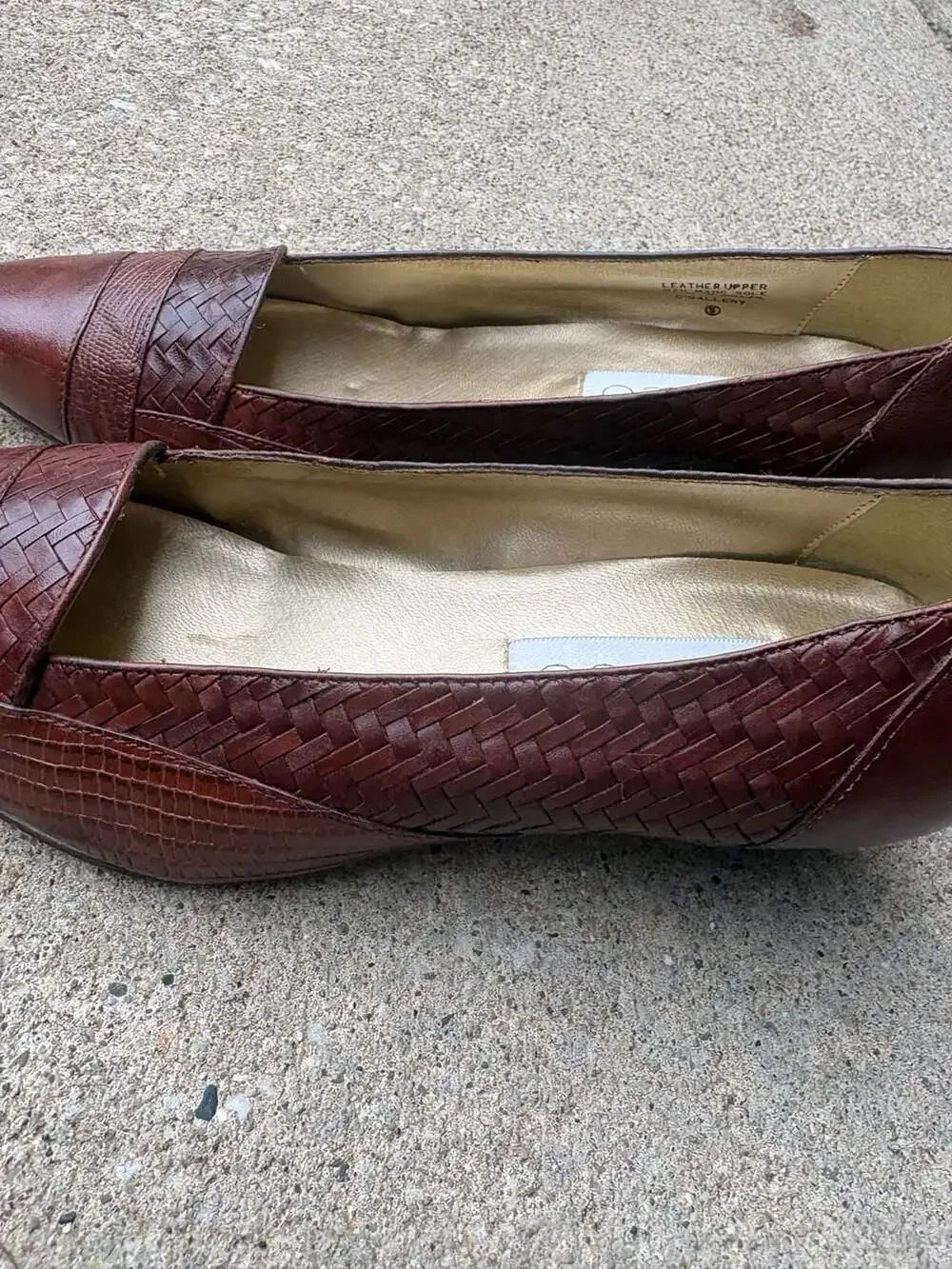 Calico Vintage Brown Leather Woven Comfort Flats Loafers